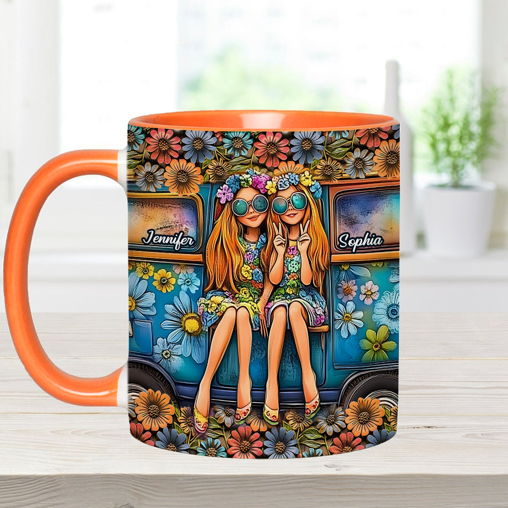 Soul Sisters Journey: Peace & Wanderlust - Personalized Hippie Accent Mug