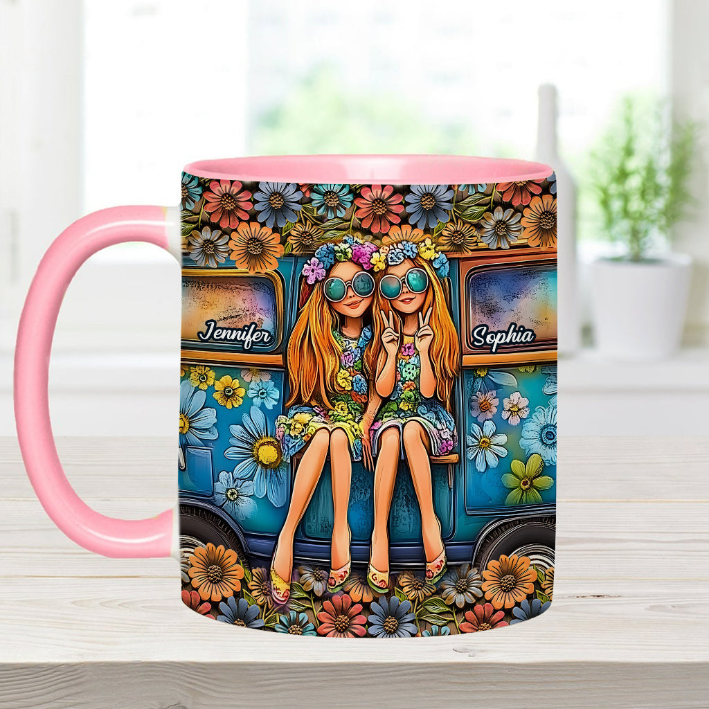 Soul Sisters Journey: Peace & Wanderlust - Personalized Hippie Accent Mug