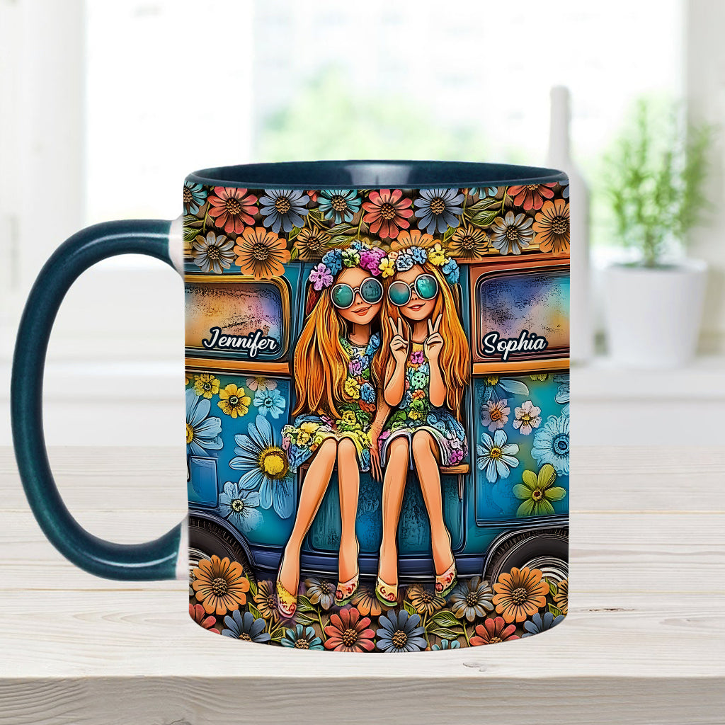 Soul Sisters Journey: Peace & Wanderlust - Personalized Hippie Accent Mug