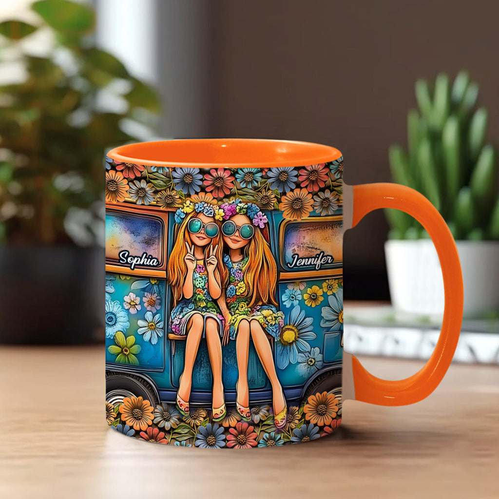 Soul Sisters Journey: Peace & Wanderlust - Personalized Hippie Accent Mug