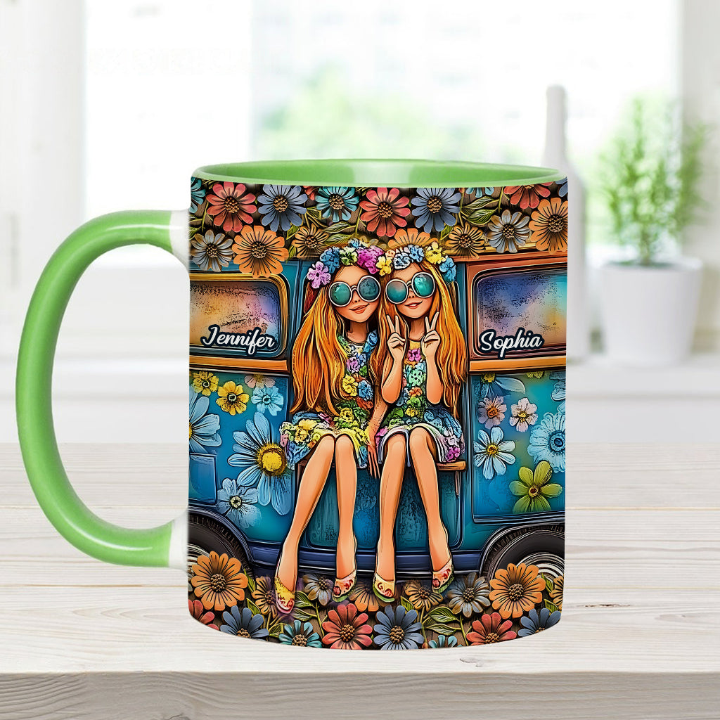 Soul Sisters Journey: Peace & Wanderlust - Personalized Hippie Accent Mug