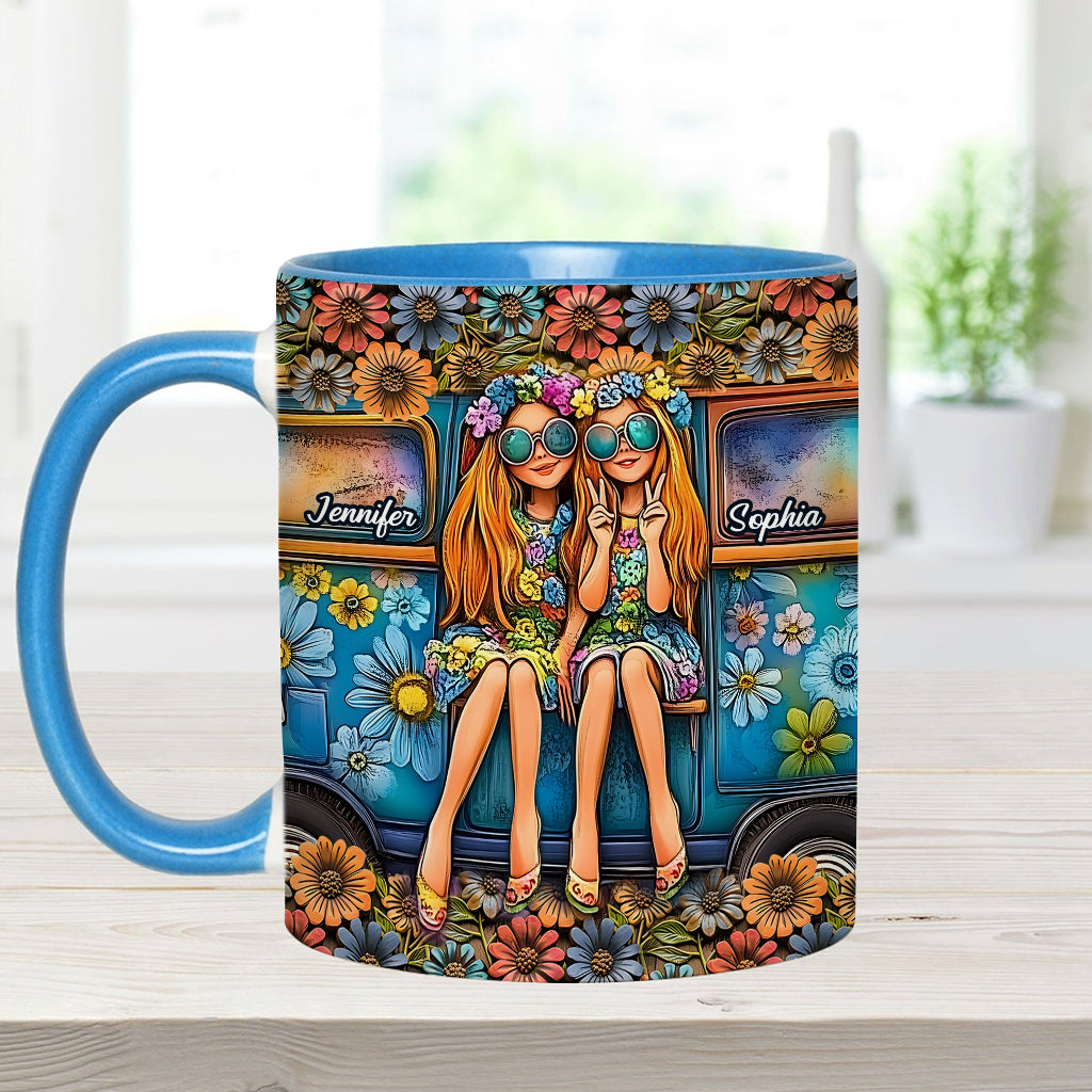 Soul Sisters Journey: Peace & Wanderlust - Personalized Hippie Accent Mug