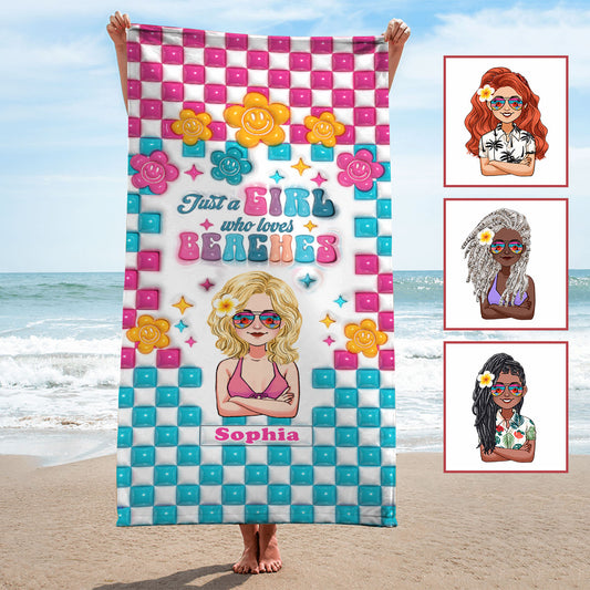 Just A Girl Who Loves Beaches - Personalized Sea Lover Beach Towel