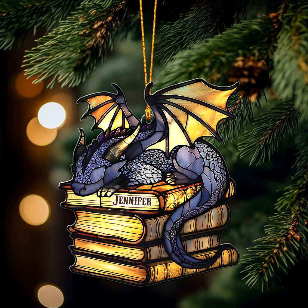 I'm Not A Book Worm I'm A Book Dragon - Personalized Book Custom Shaped Ornament