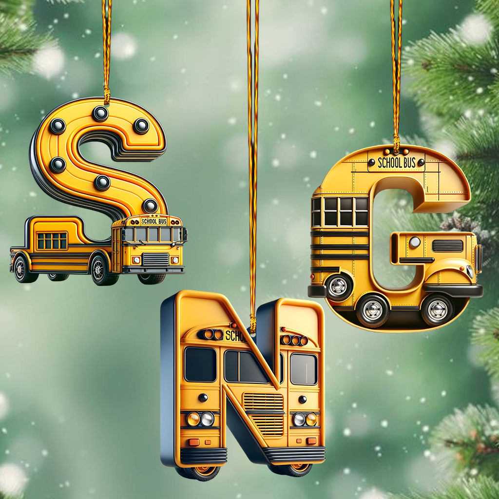 School Bus Letter - Personalized Kid Ornament