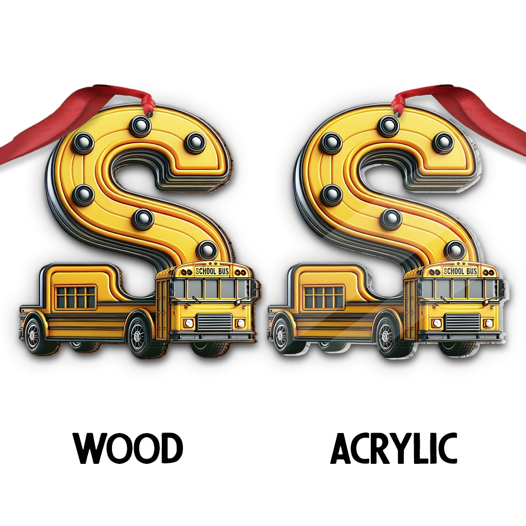 School Bus Letter - Personalized Kid Ornament