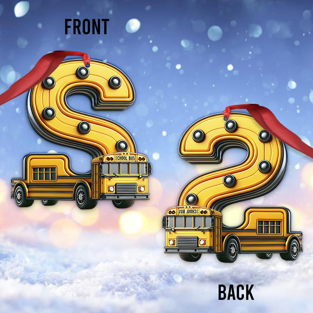 School Bus Letter - Personalized Kid Ornament