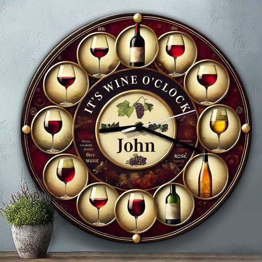 It's Wine O'clock - Personalized Wine Wall Clock