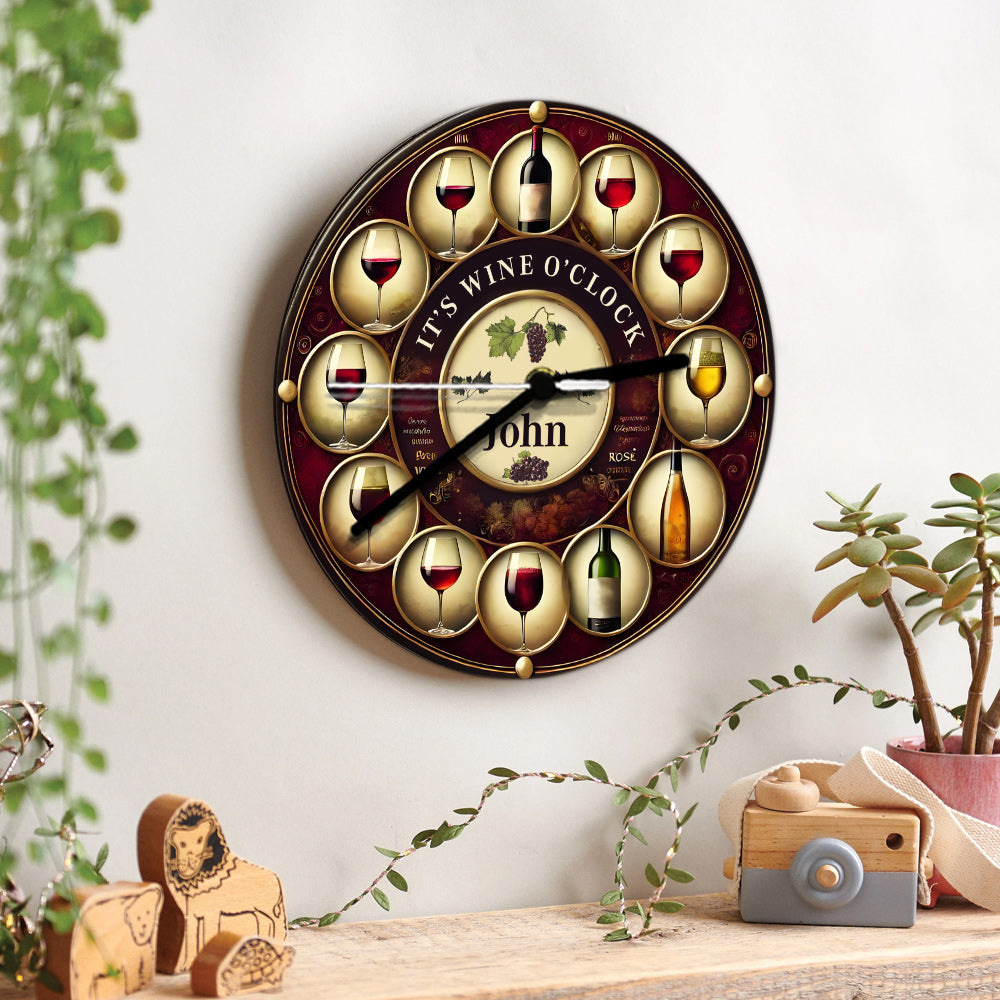 It's Wine O'clock - Personalized Wine Wall Clock