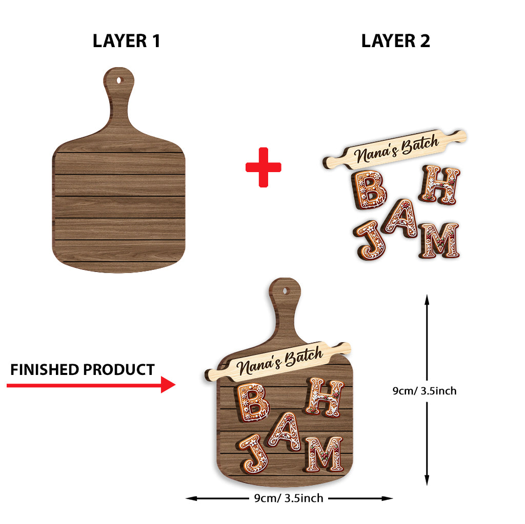 Gingerbread Alphabet Letter - Personalized Family 2 Layered Wooden Ornament