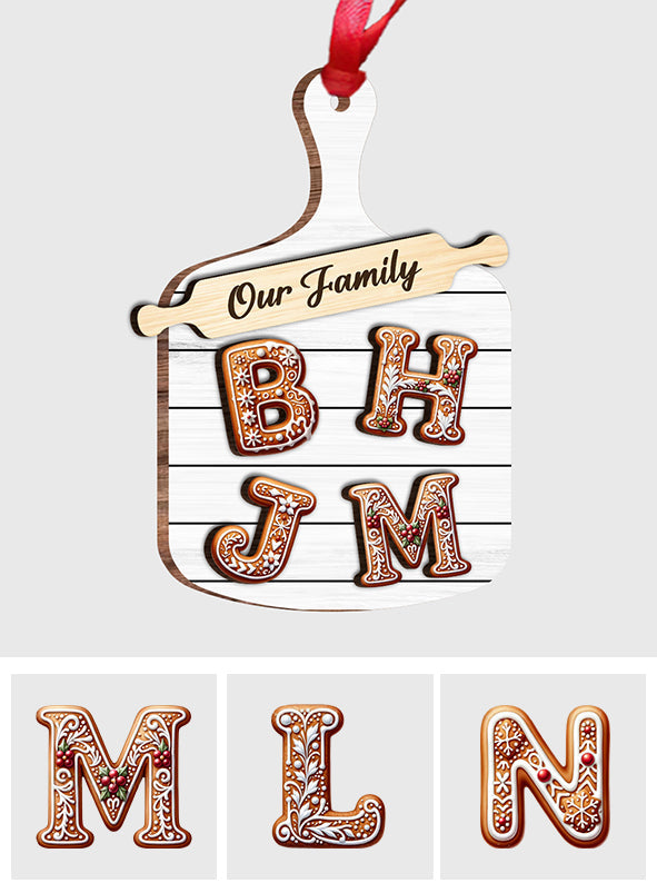 Gingerbread Alphabet Letter - Personalized Family 2 Layered Wooden Ornament
