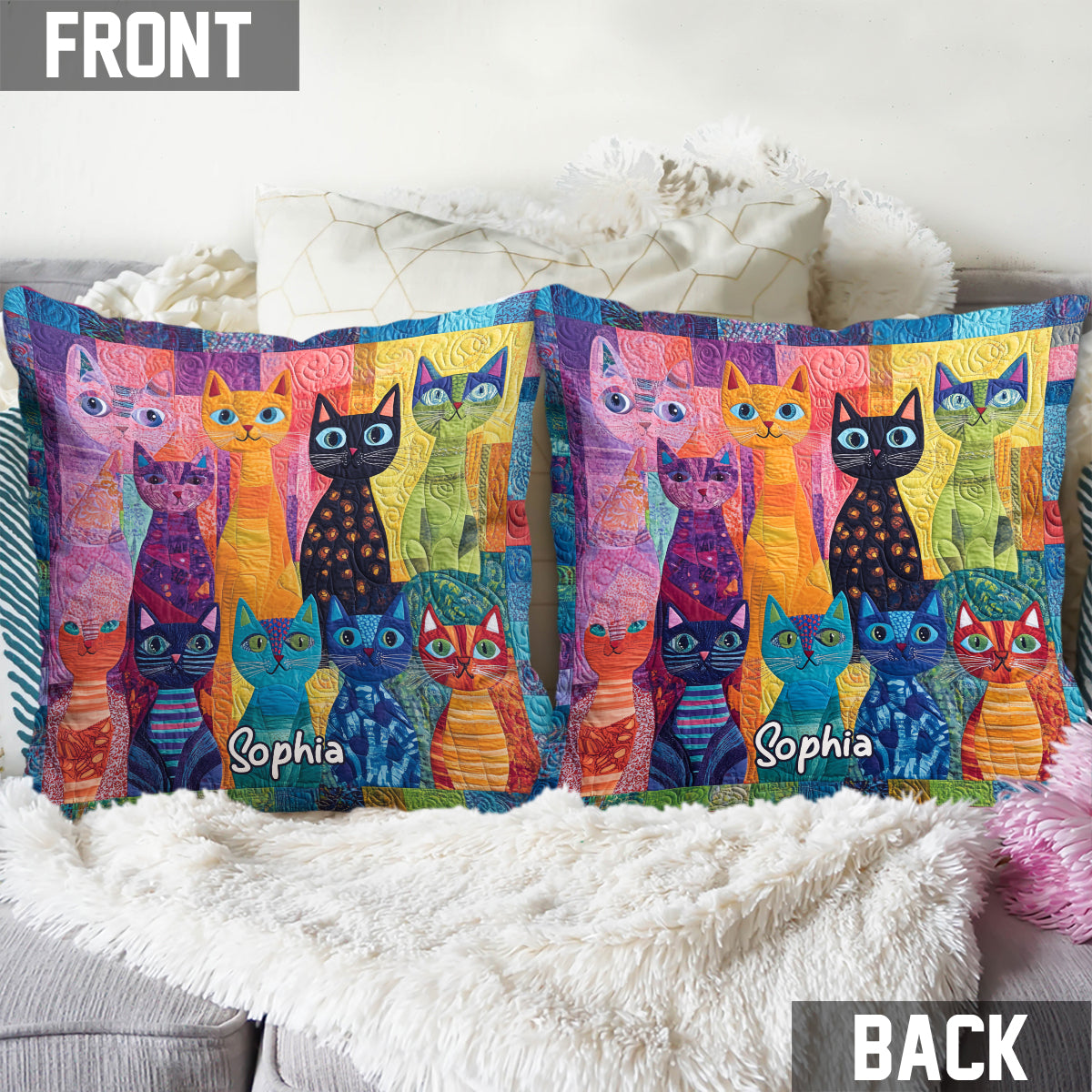 Love Cats - Personalized Cat Throw Pillow