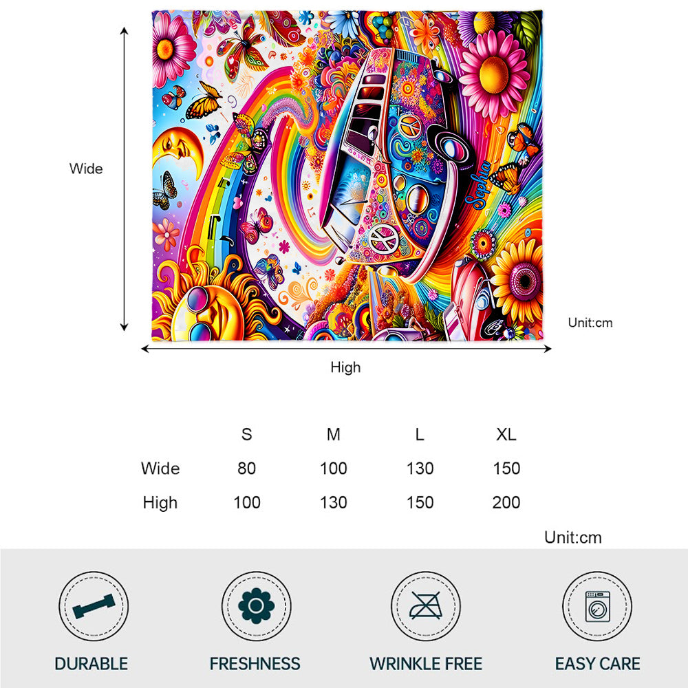 Awesome Bus - Personalized Hippie Blanket