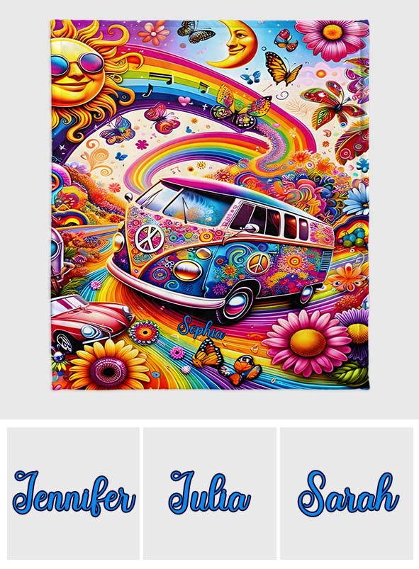 Awesome Bus - Personalized Hippie Blanket