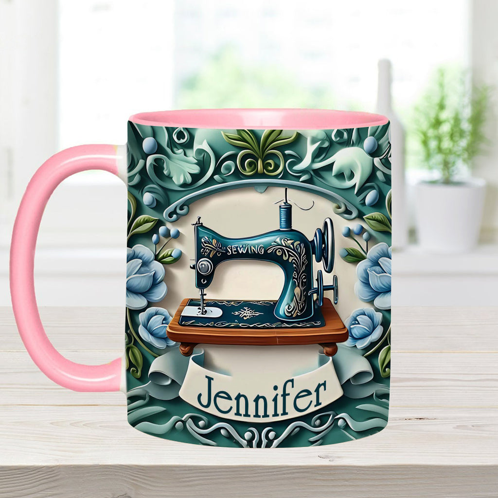 Blue Sewing Machine - Personalized Sewing Accent Mug