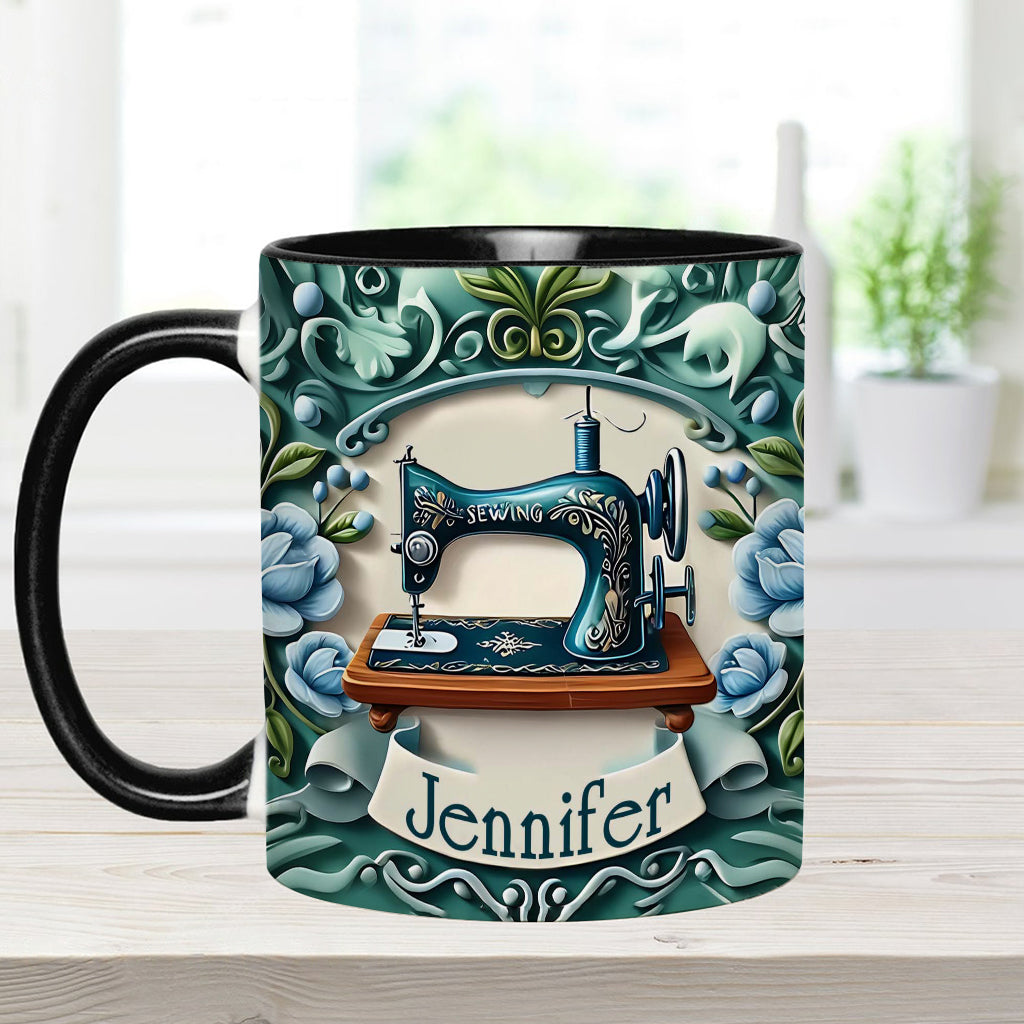 Blue Sewing Machine - Personalized Sewing Accent Mug