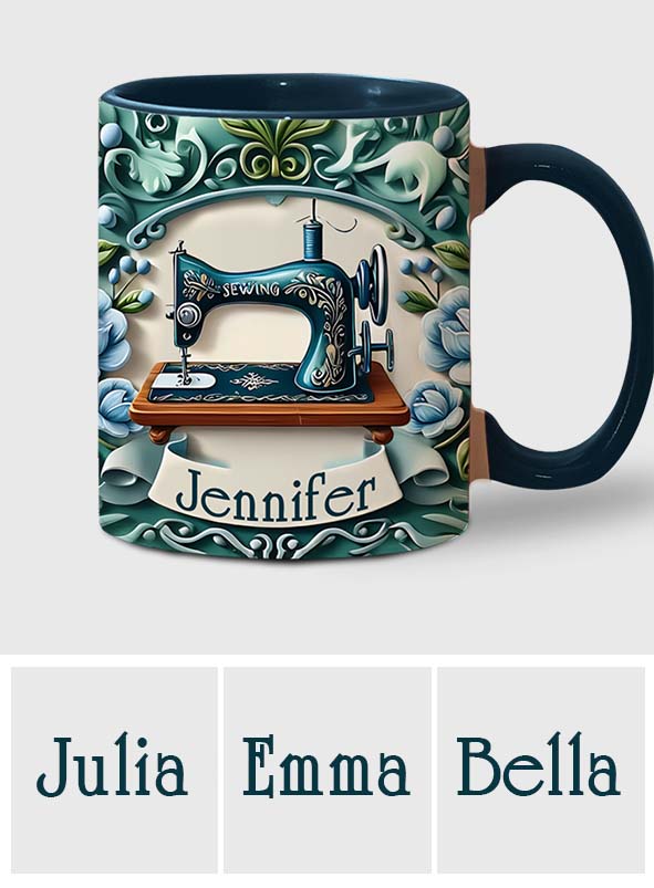 Blue Sewing Machine - Personalized Sewing Accent Mug