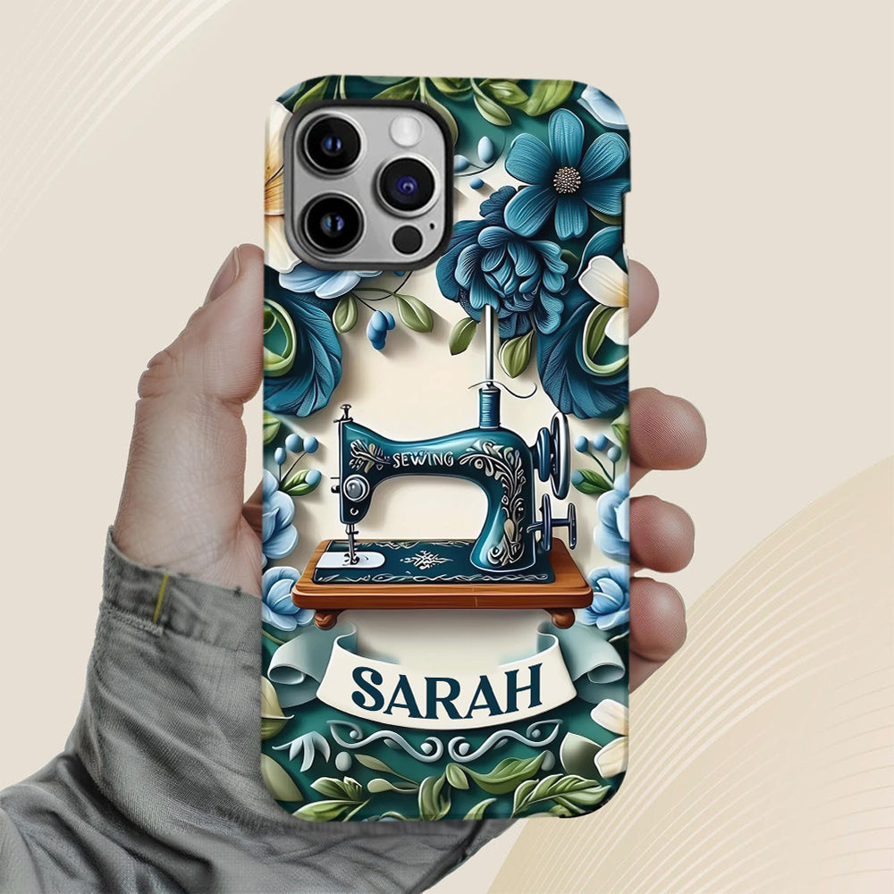 Blue Sewing Machine - Personalized Sewing Full Print Phone Case