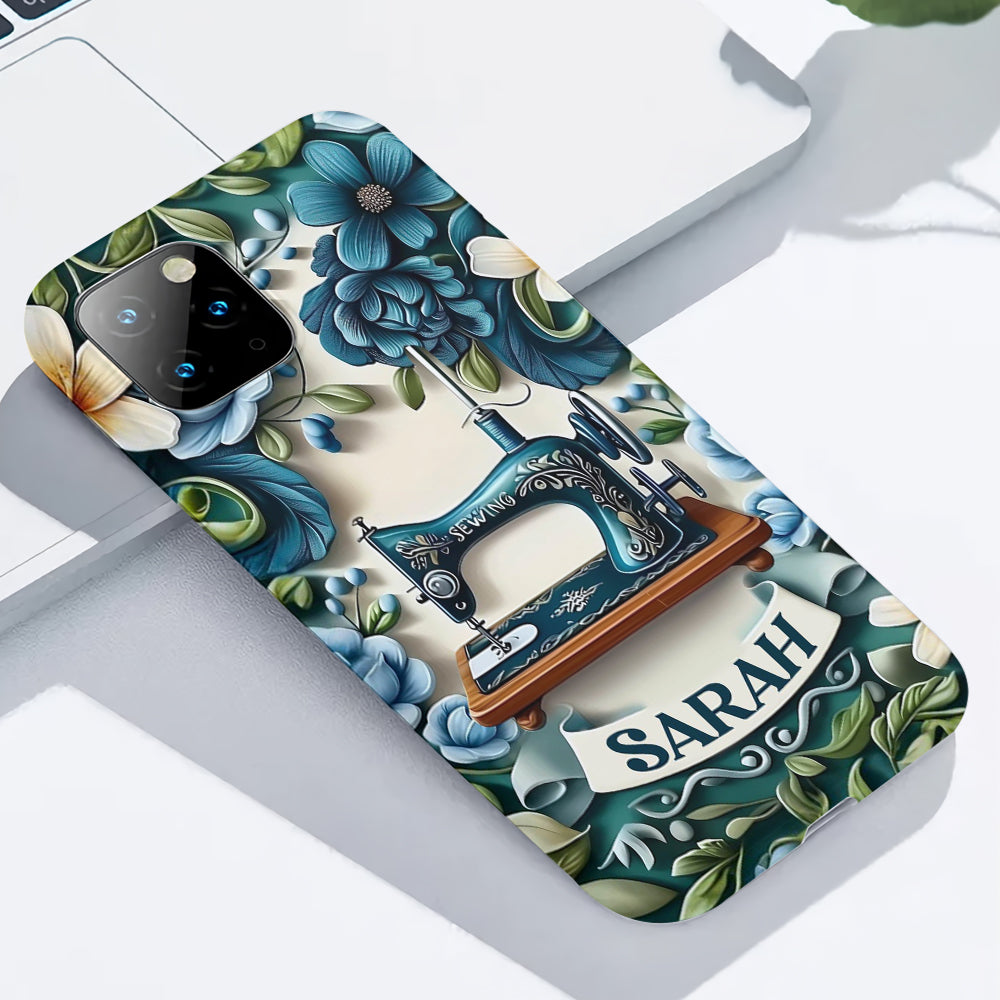 Blue Sewing Machine - Personalized Sewing Full Print Phone Case