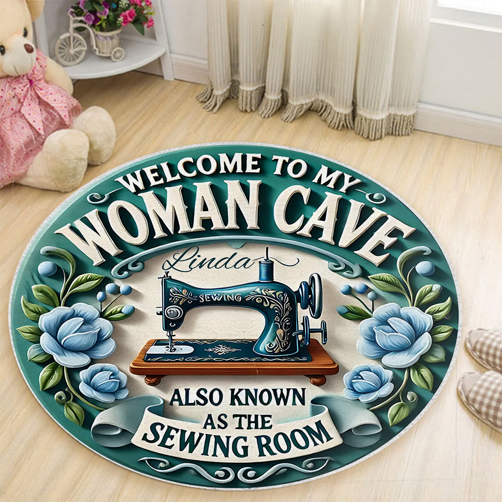 Woman Cave - Personalized Sewing Round Rug