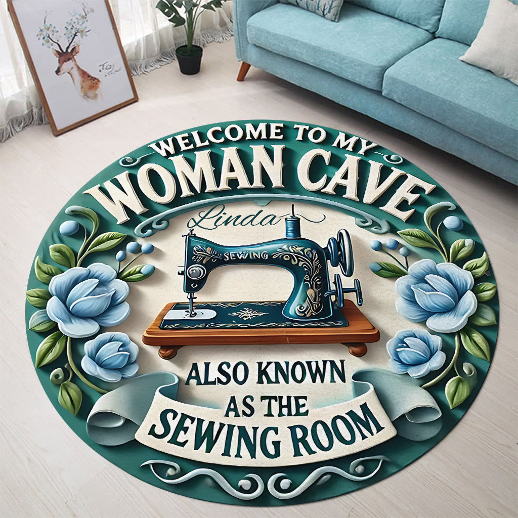 Woman Cave - Personalized Sewing Round Rug