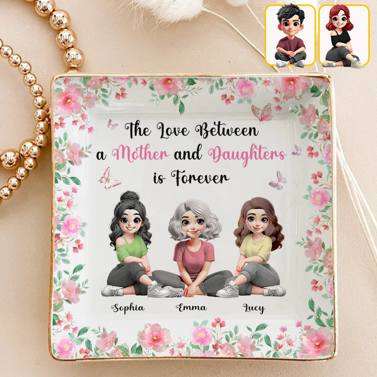 The Love Between A Mother And A Daughter - Personalized Mother Fully Printed Jewelry Dish