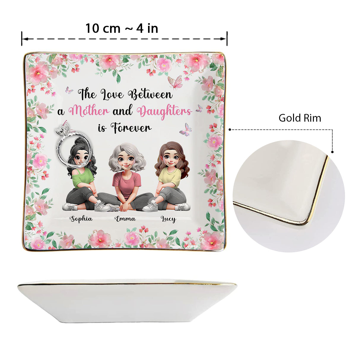 The Love Between A Mother And A Daughter - Personalized Mother Fully Printed Jewelry Dish