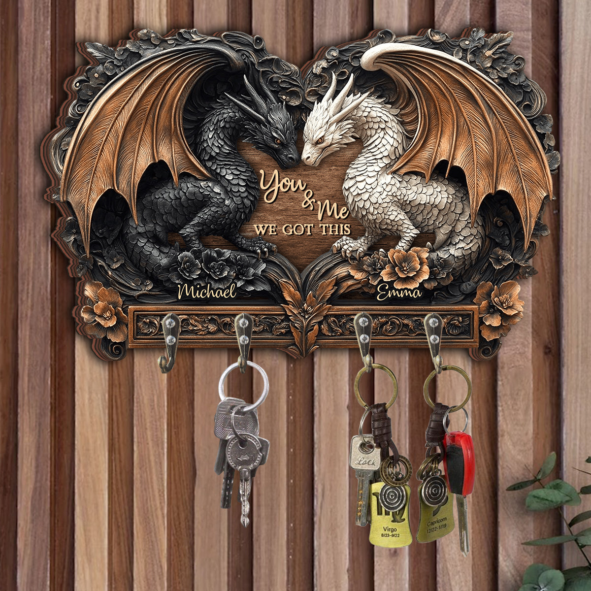 You & Me - Personalized Dragon Custom Shaped Key Rack