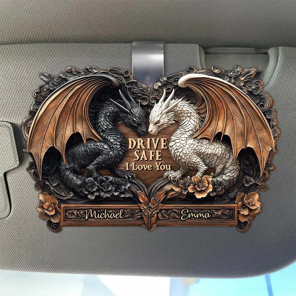Drive Safe I Love You - Personalized Dragon Shaped Car Visor Clip