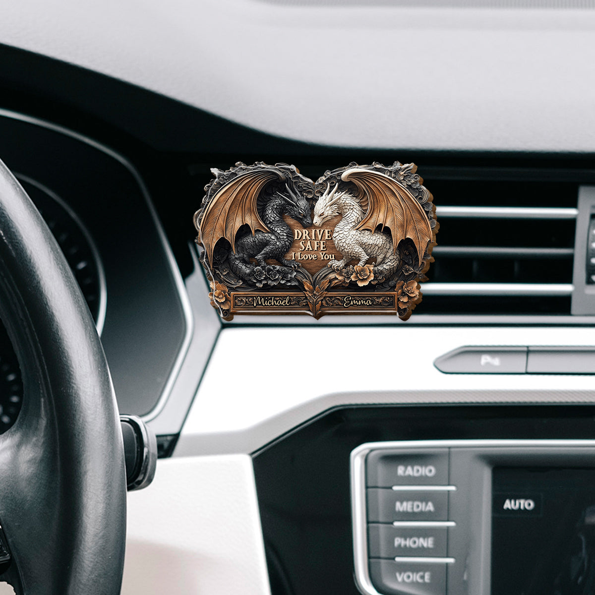 Drive Safe I Love You - Personalized Dragon Shaped Car Visor Clip