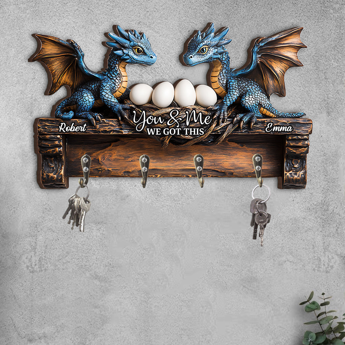 You & Me - Personalized Dragon Custom Shaped Key Rack