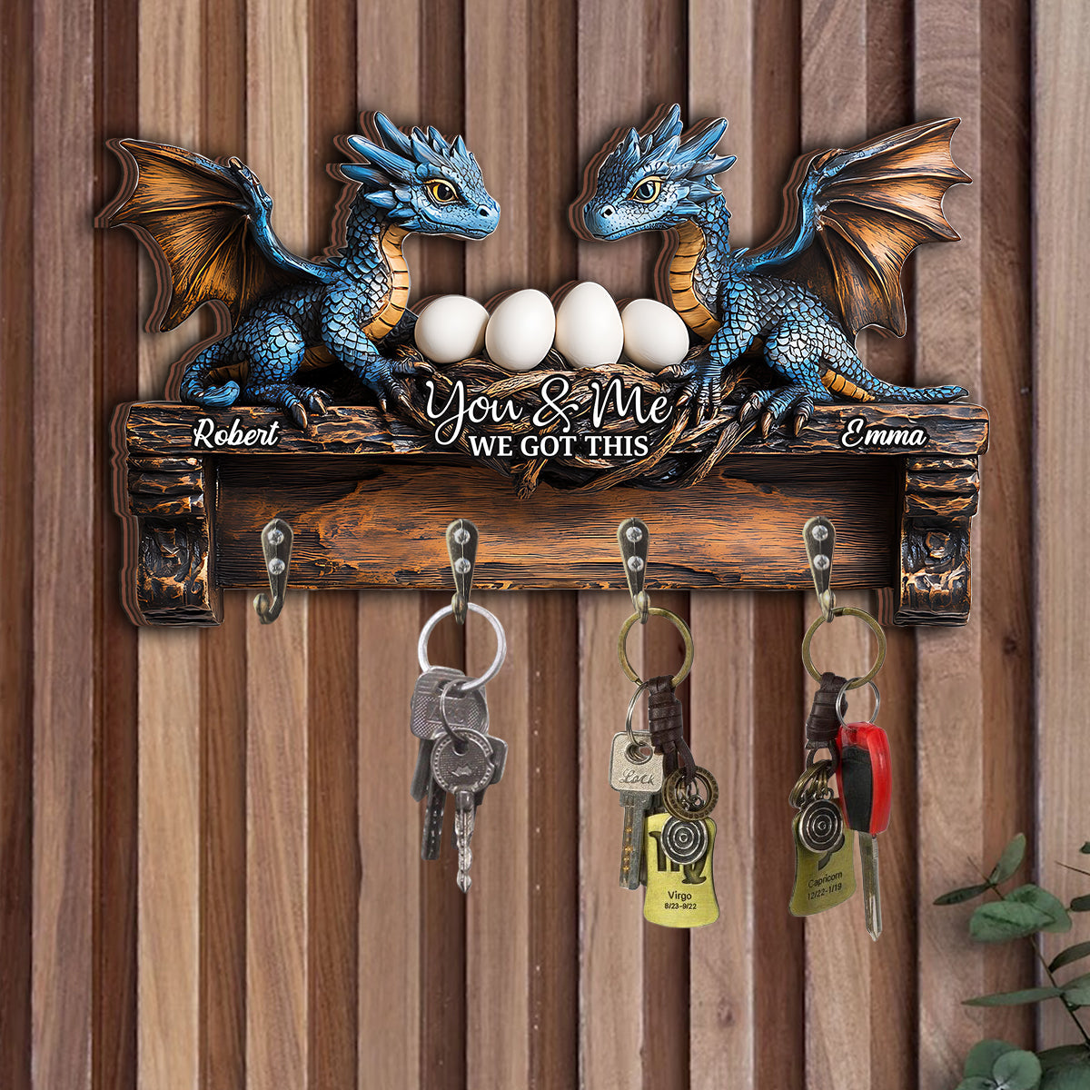 You & Me - Personalized Dragon Custom Shaped Key Rack