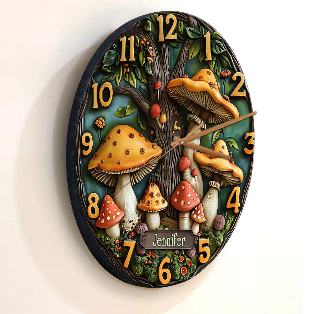 Mushroom Garden - Personalized Mushroom Wall Clock