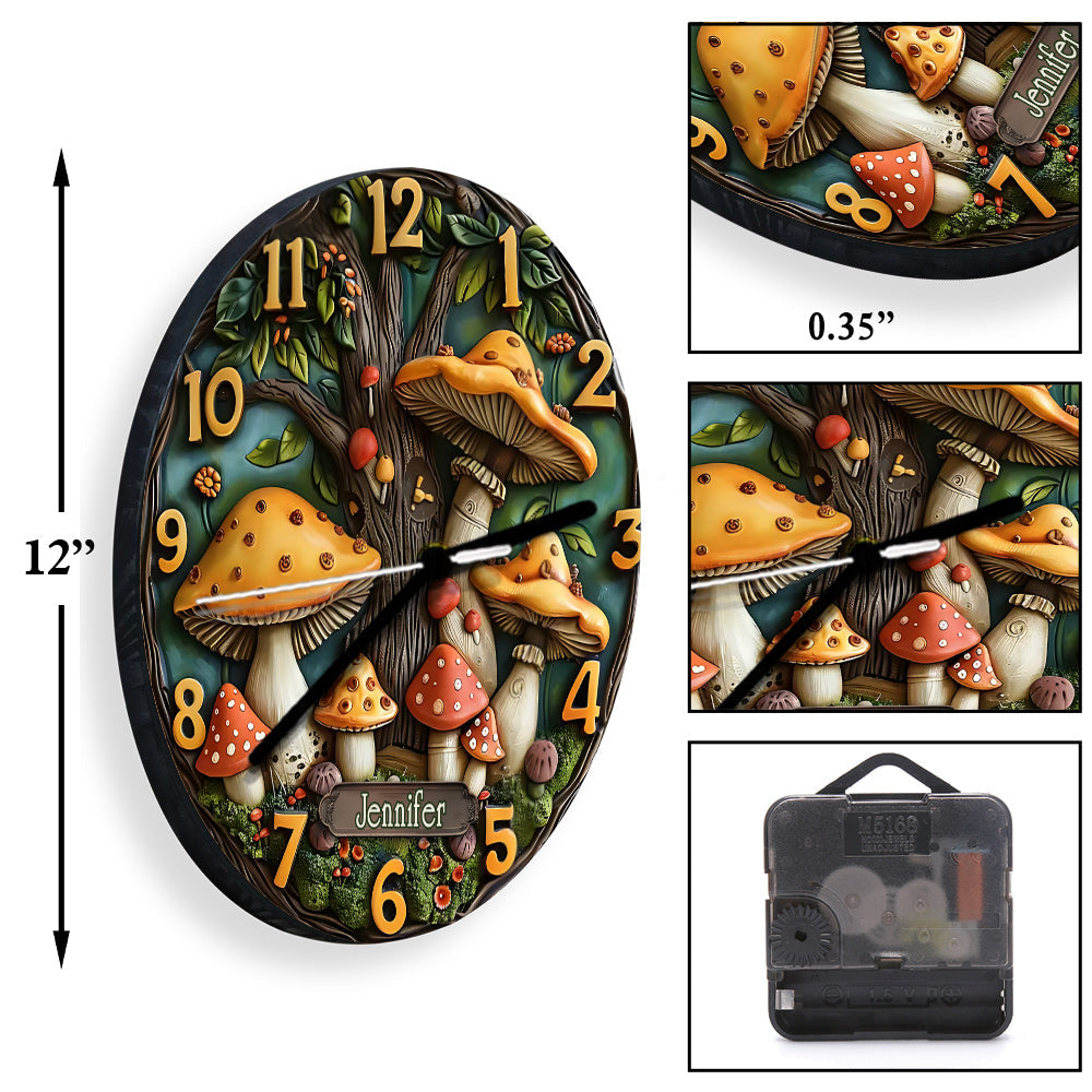 Mushroom Garden - Personalized Mushroom Wall Clock