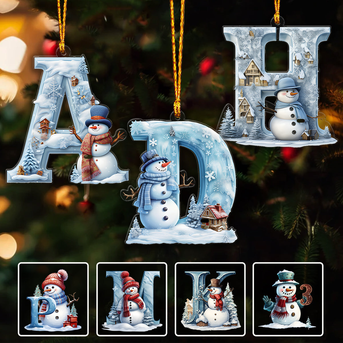 Merry Christmas Snowman - Personalized Family Ornament