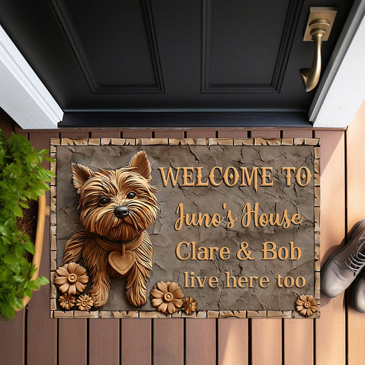 Cute Yorkshire Terrier - Personalized Dog Doormat