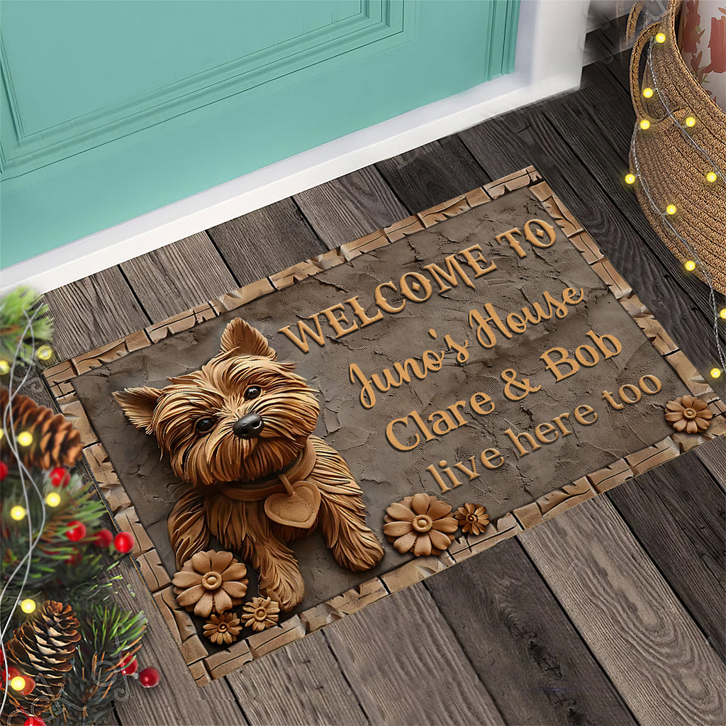 Cute Yorkshire Terrier - Personalized Dog Doormat