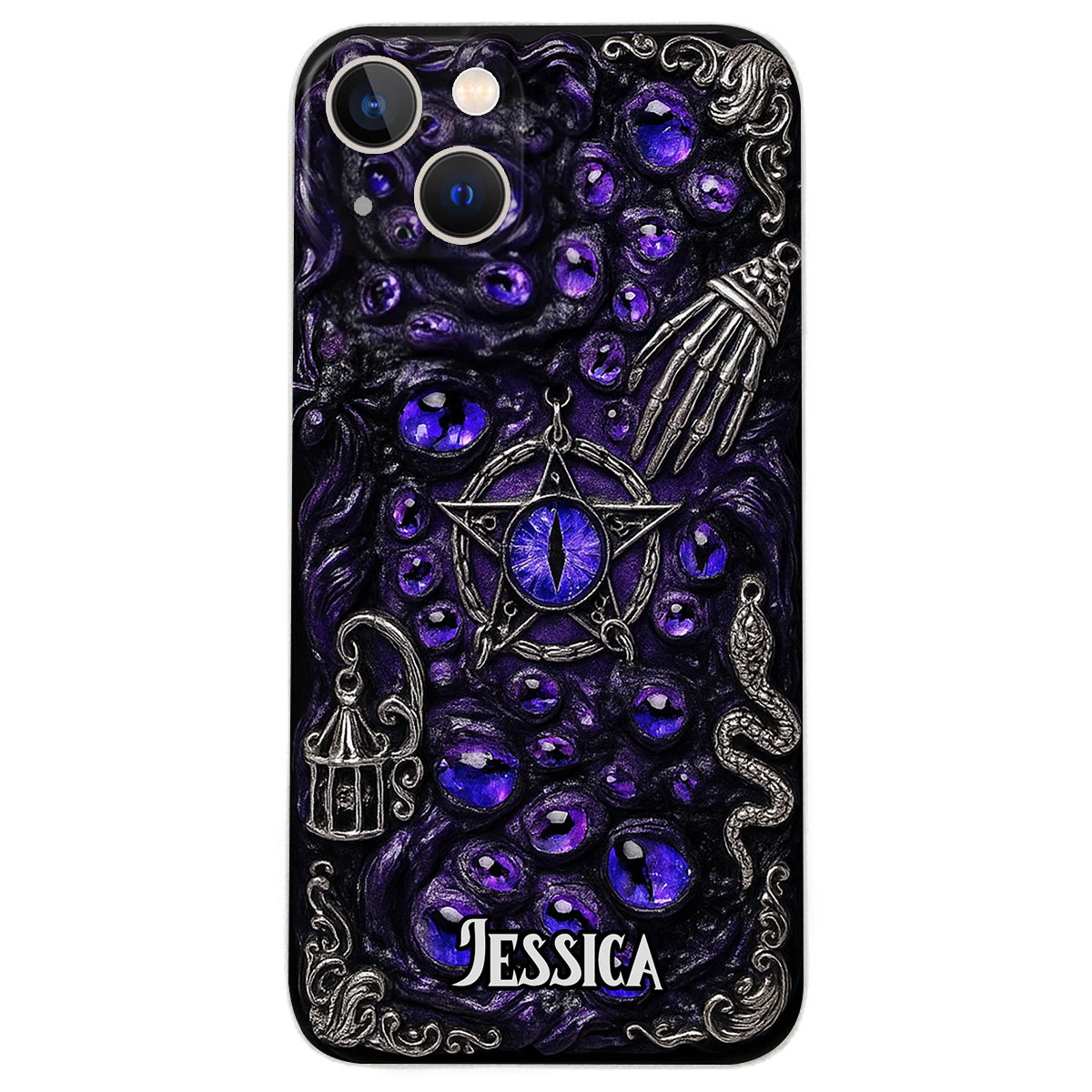 Gothic Pentacle Witchy Vibe - Personalized Witch Leather Phone Case