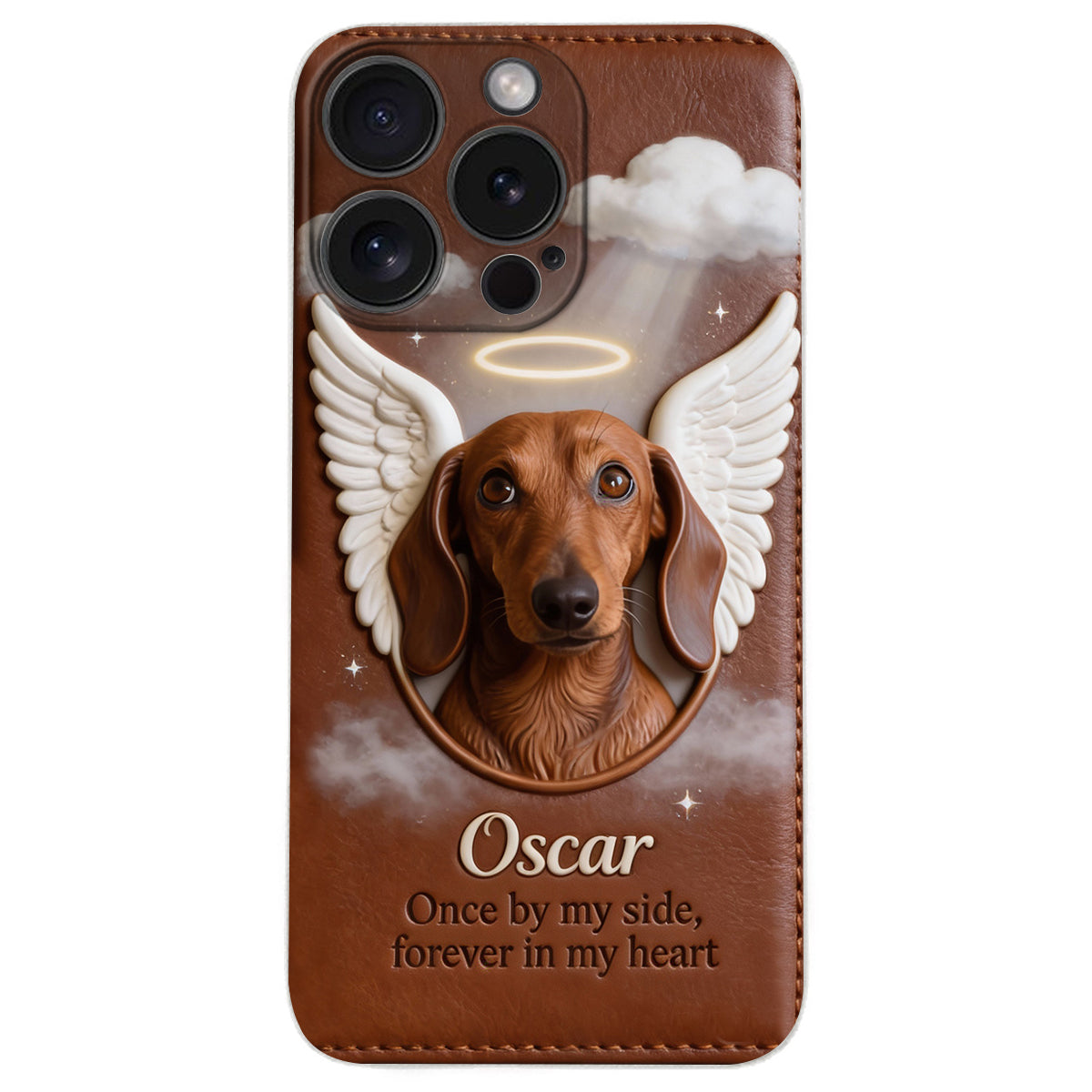 Once By My Side - Personalized Dog Leather Phone Case