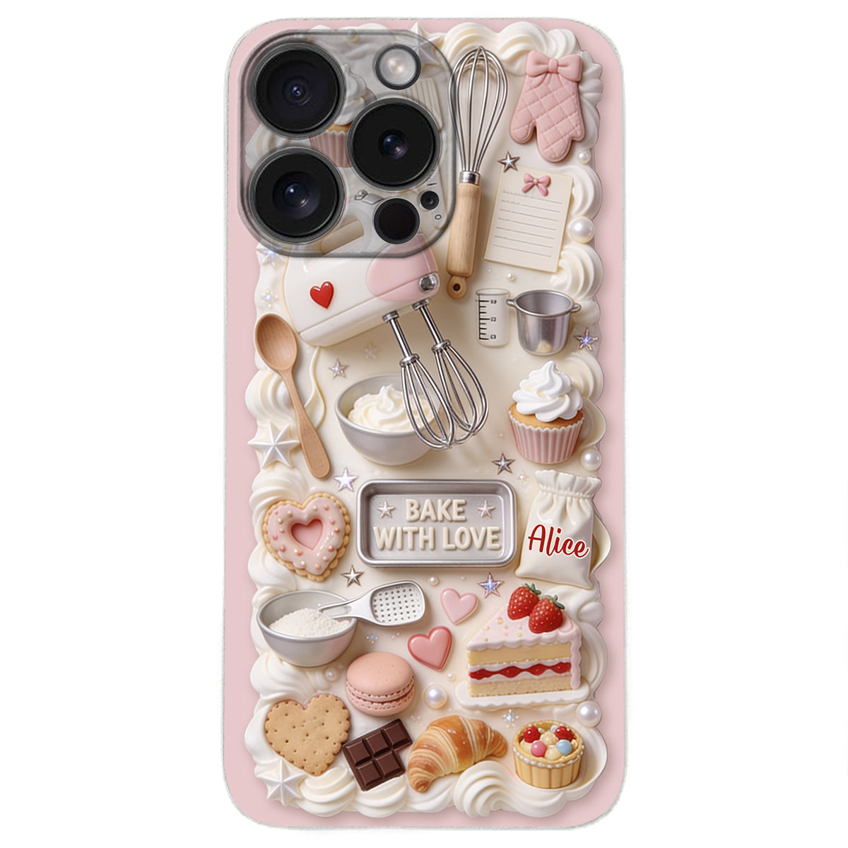 Bake With Love - Personalized Baking 3D Embossed Leather Phone Case