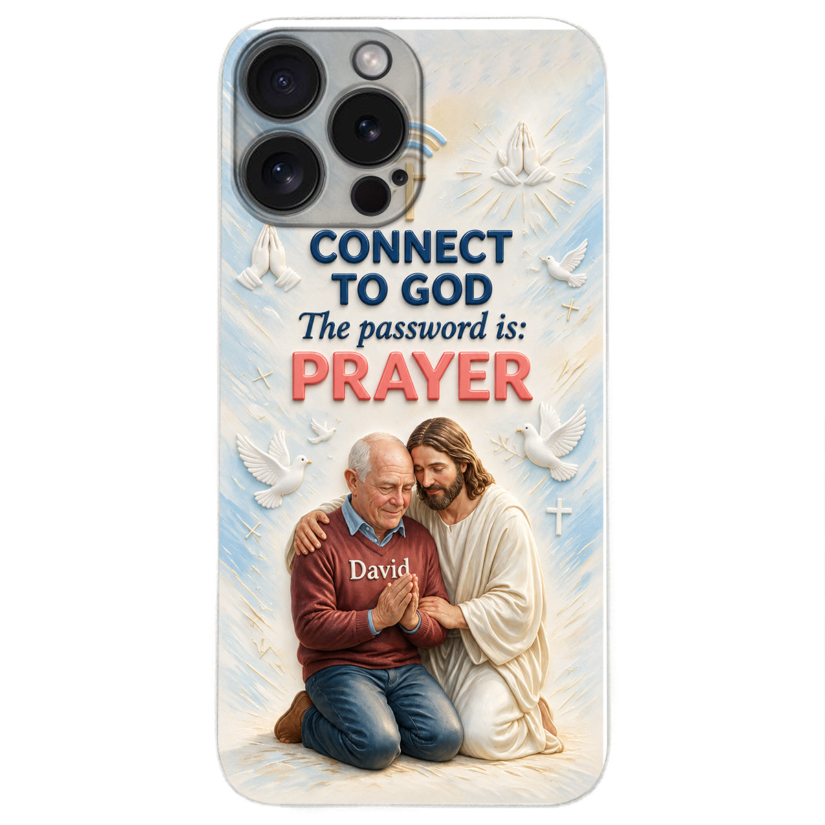 Connect To God - Personalized Christian 3D Embossed Leather Phone Case