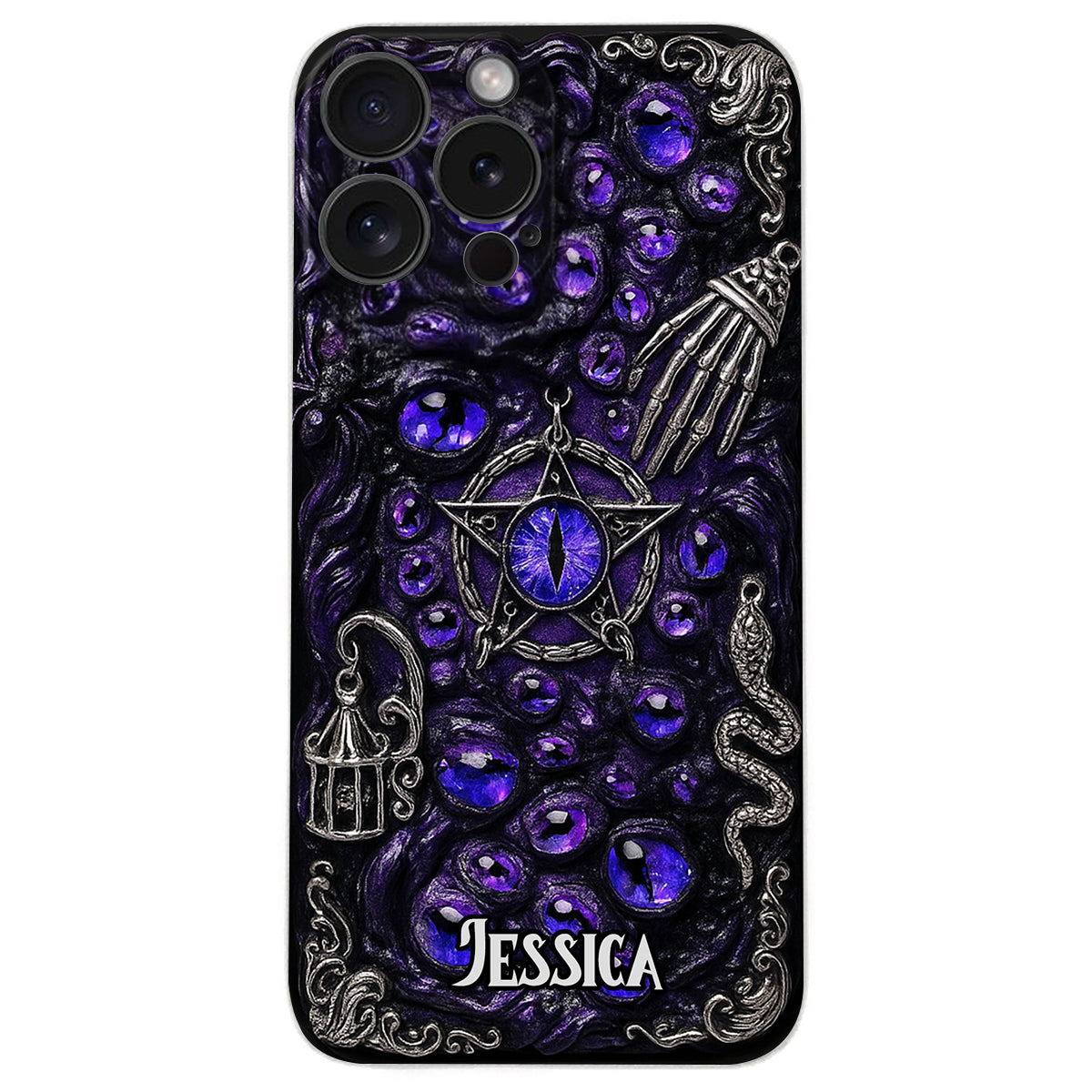Gothic Pentacle Witchy Vibe - Personalized Witch Leather Phone Case
