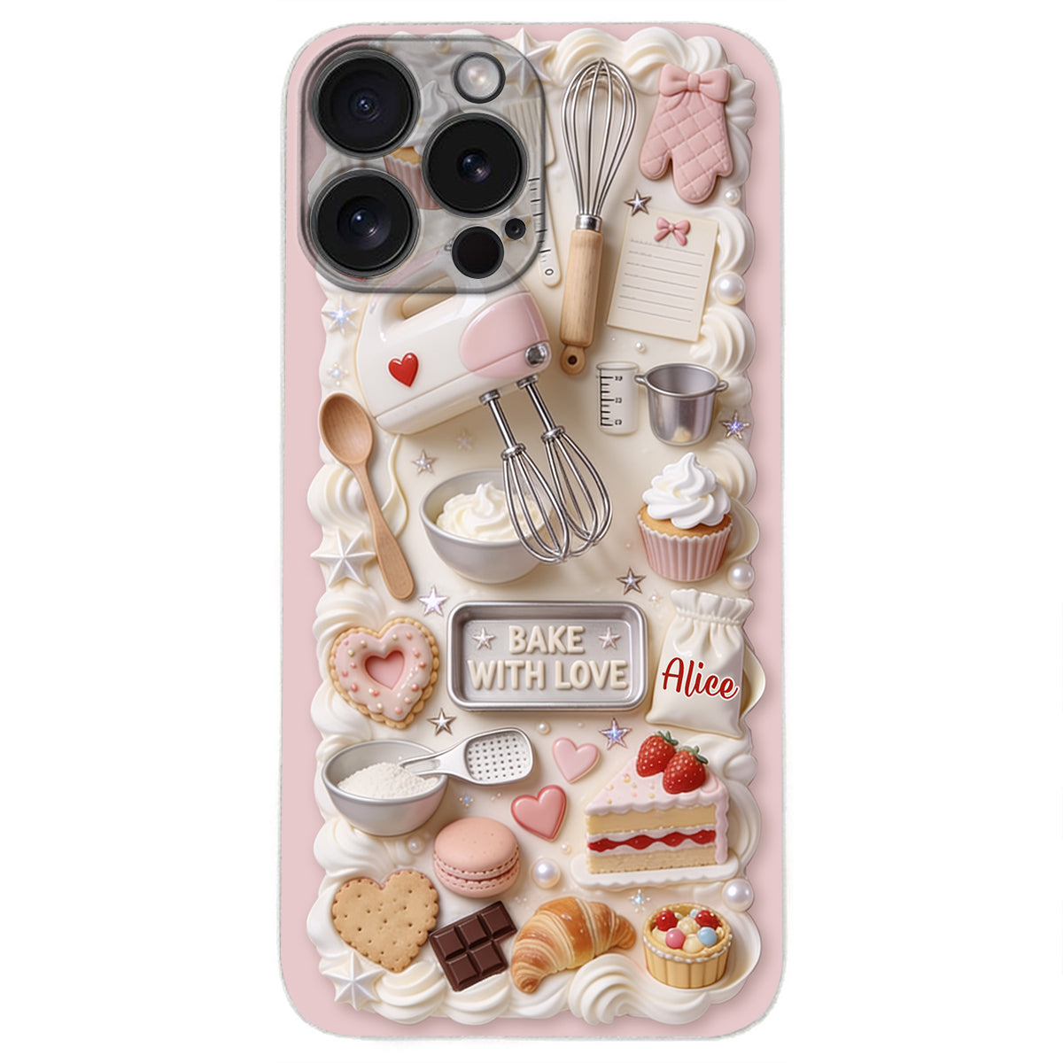 Bake With Love - Personalized Baking 3D Embossed Leather Phone Case