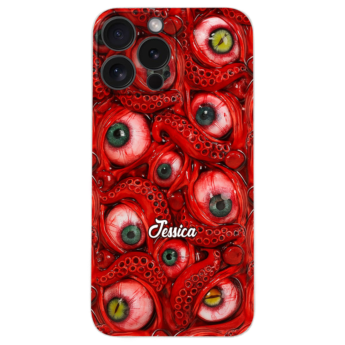 Horror Bloody Eyes - Personalized Halloween Leather Phone Case
