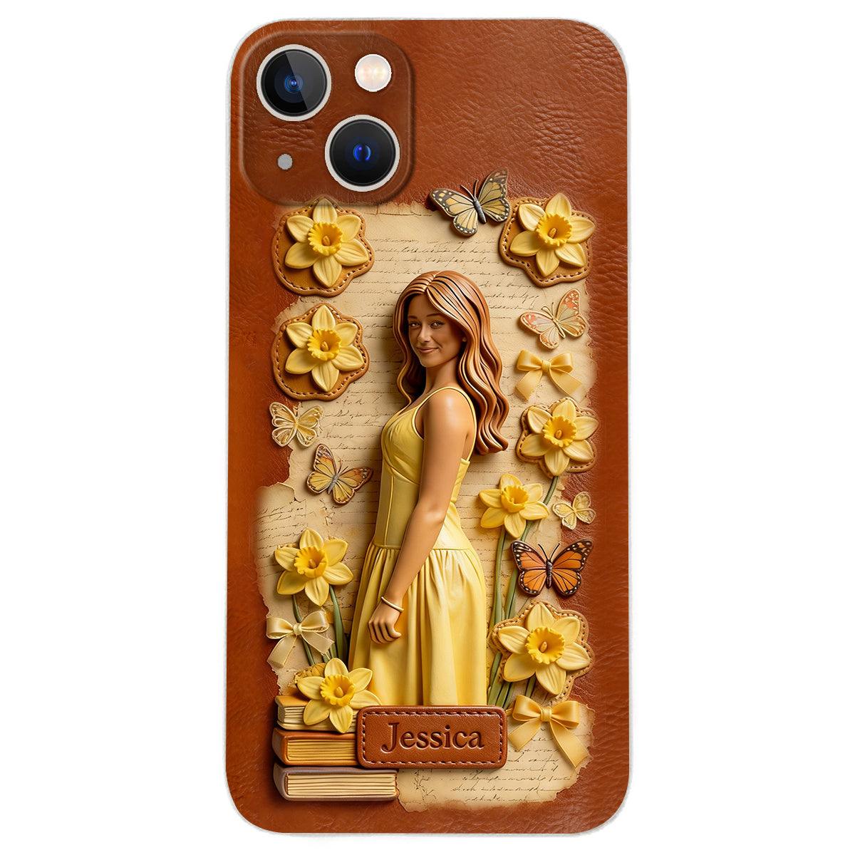 Custom Any Photo Unique Birth Flower - Personalized Self Love Leather Phone Case