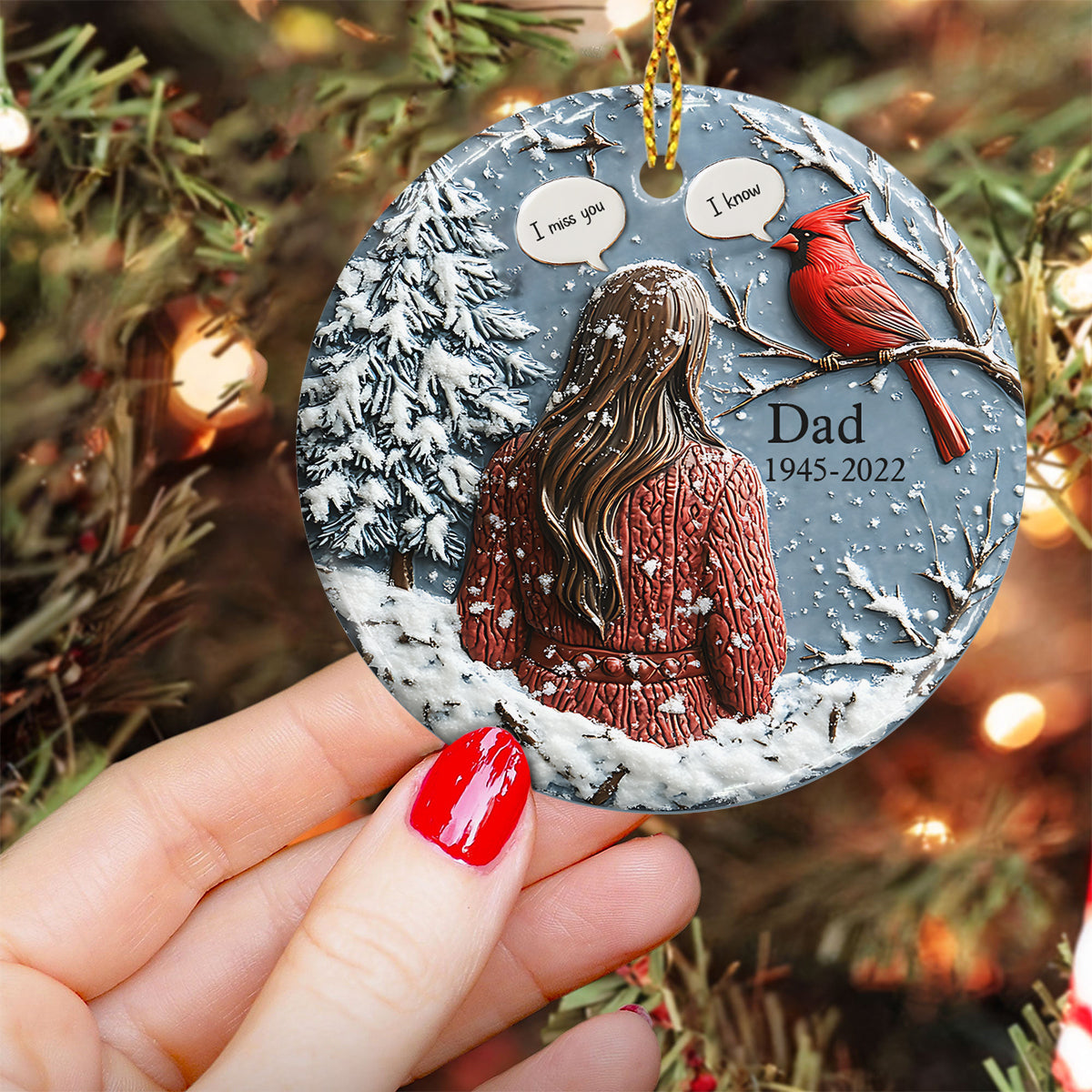 I Miss You! - Personalized Memorial Ceramic Circle Ornament