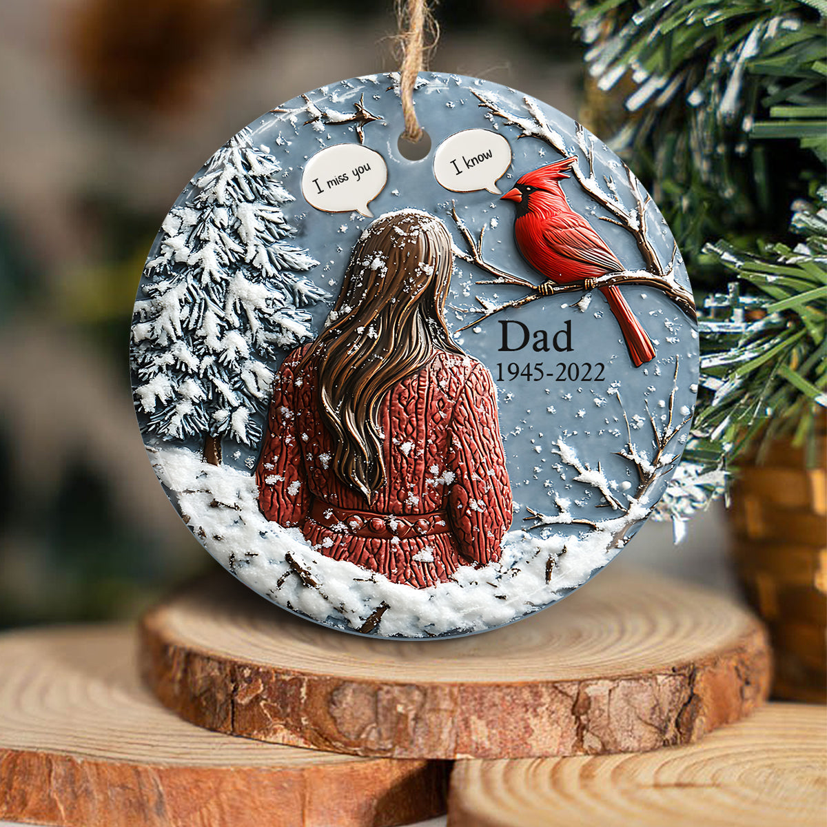 I Miss You! - Personalized Memorial Ceramic Circle Ornament