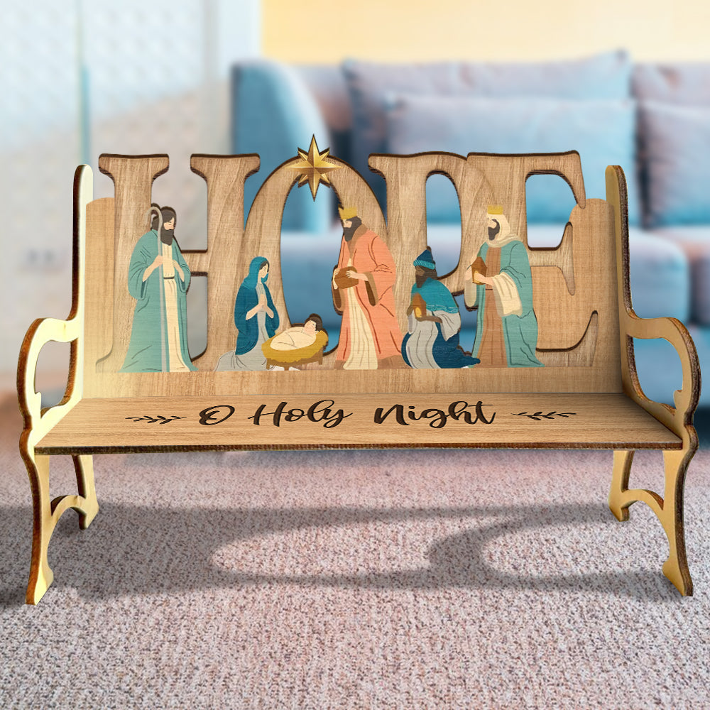 O Holy Night - Christian Wooden Bench