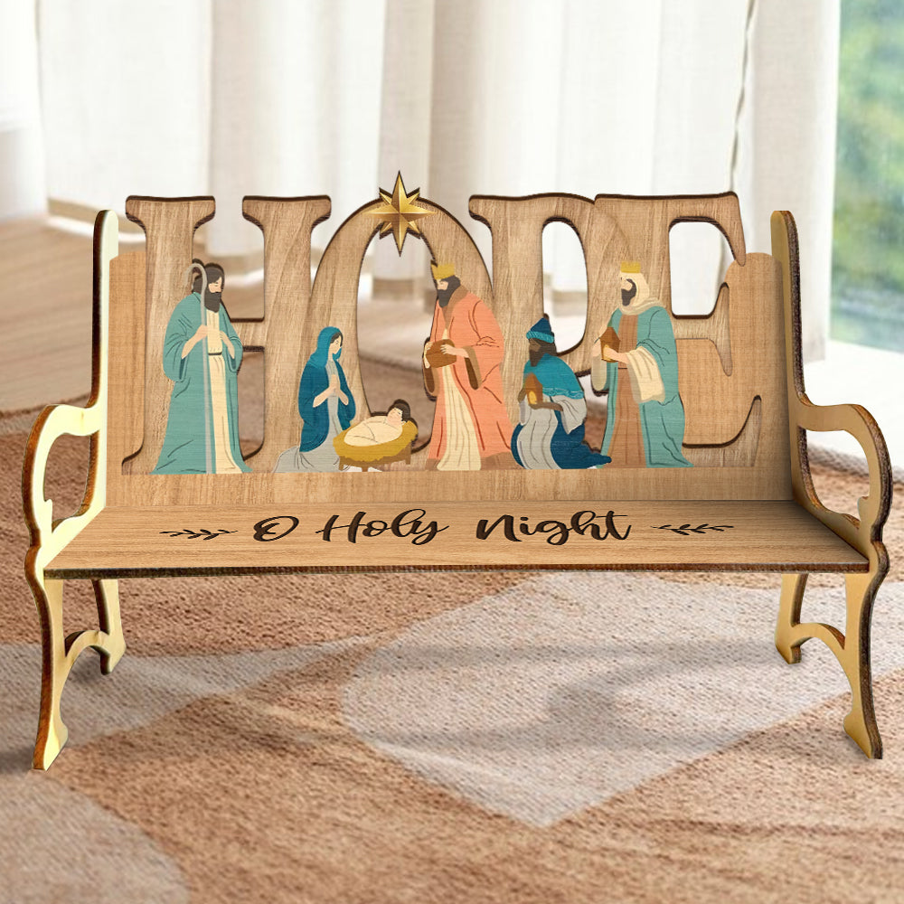 O Holy Night - Christian Wooden Bench
