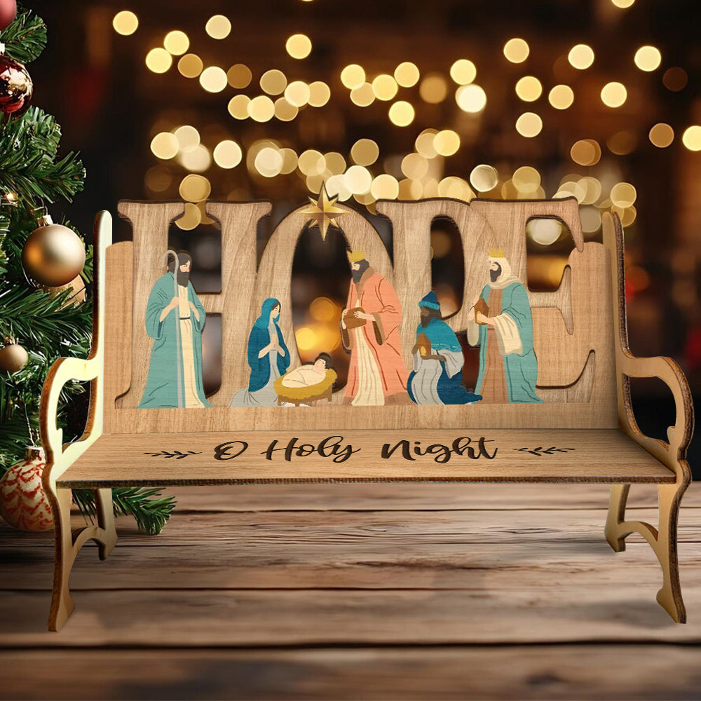 O Holy Night - Christian Wooden Bench
